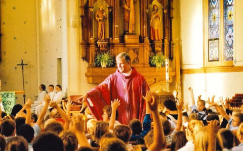 Father with the school children